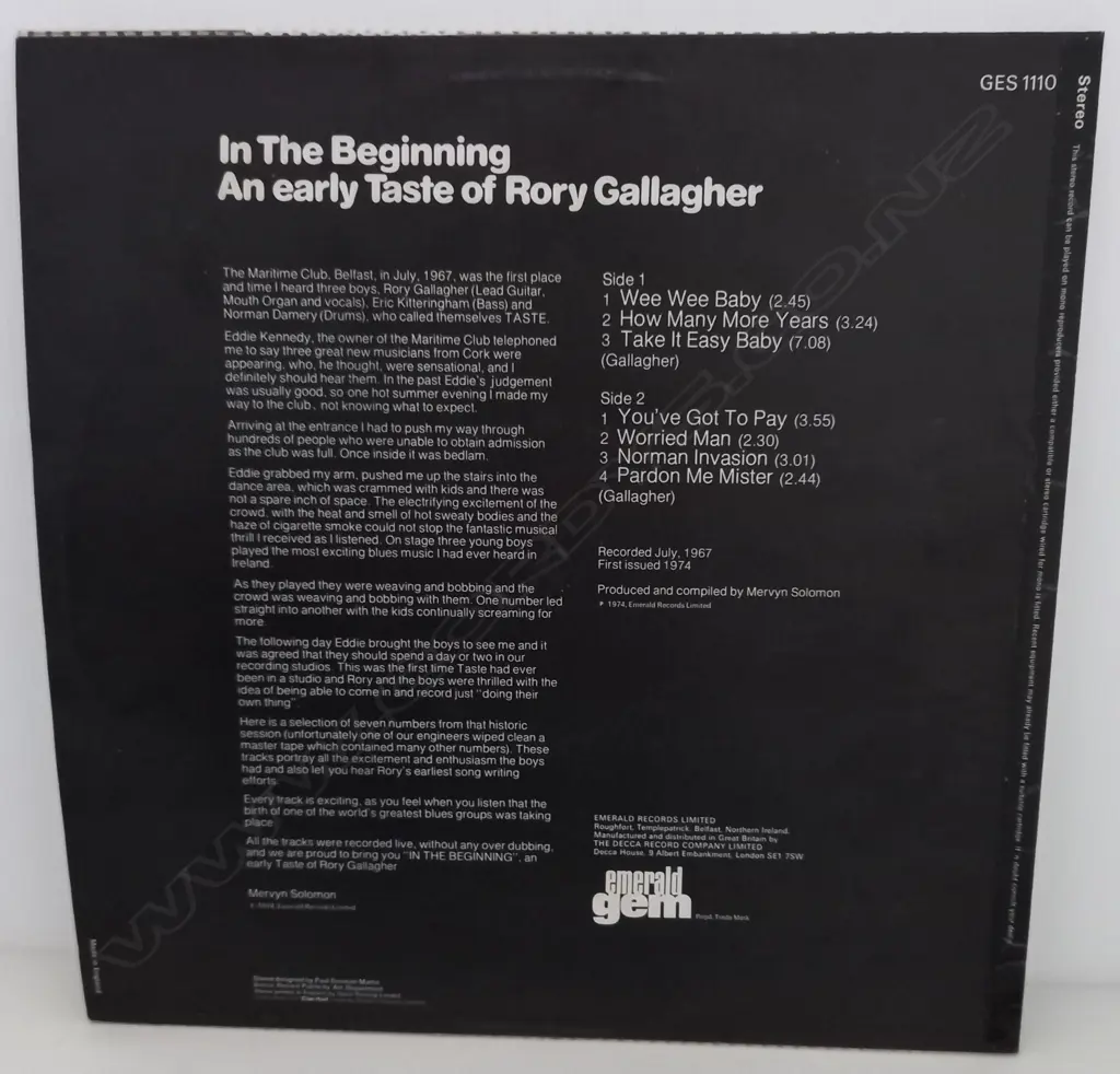 Rory Gallagher, In The Beginning - An Early Taste Of Rory Gallagher Image 1++